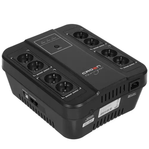 Источник бесперебойного питания Crown CM000003158 Line Interactive 650VA/390W, 2V/7AH, розетки 8*EURO, трансформатор AVR 220/230/2 - фото №4