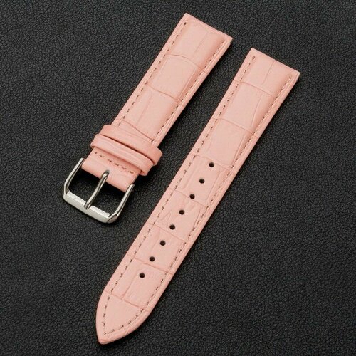Ремешок Nagata, фактура под рептилию, тиснение, перфорированная, розовый