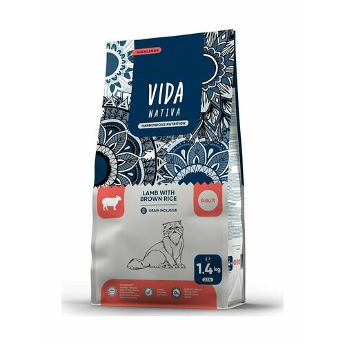 Vida Nativa - Сухой корм для взрослых кошек, с ягненком и бурым рисом (1.4 кг)