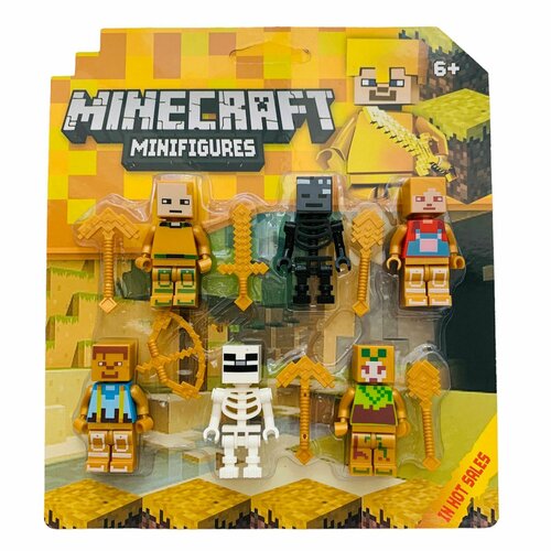 Набор фигурок Лего Майнкрафт, 6 шт./ Набор фигурок человечков Майнкрафт 6 шт. желтый с аксессуарами