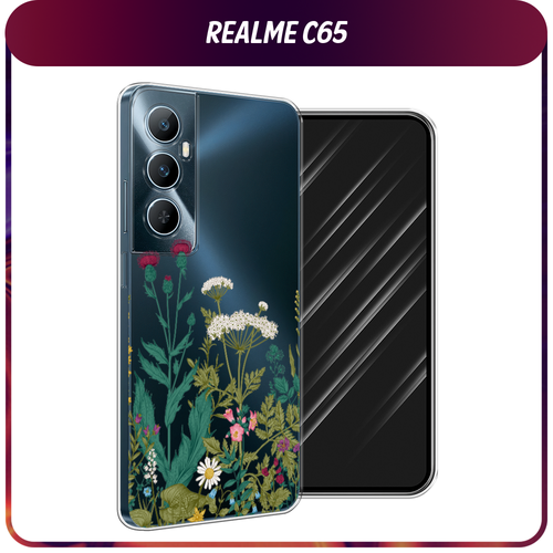 Силиконовый чехол на Realme C65 / Реалми С65 Дикие полевые цветы, прозрачный силиконовый чехол на realme v20 реалми в20 дикие полевые цветы прозрачный