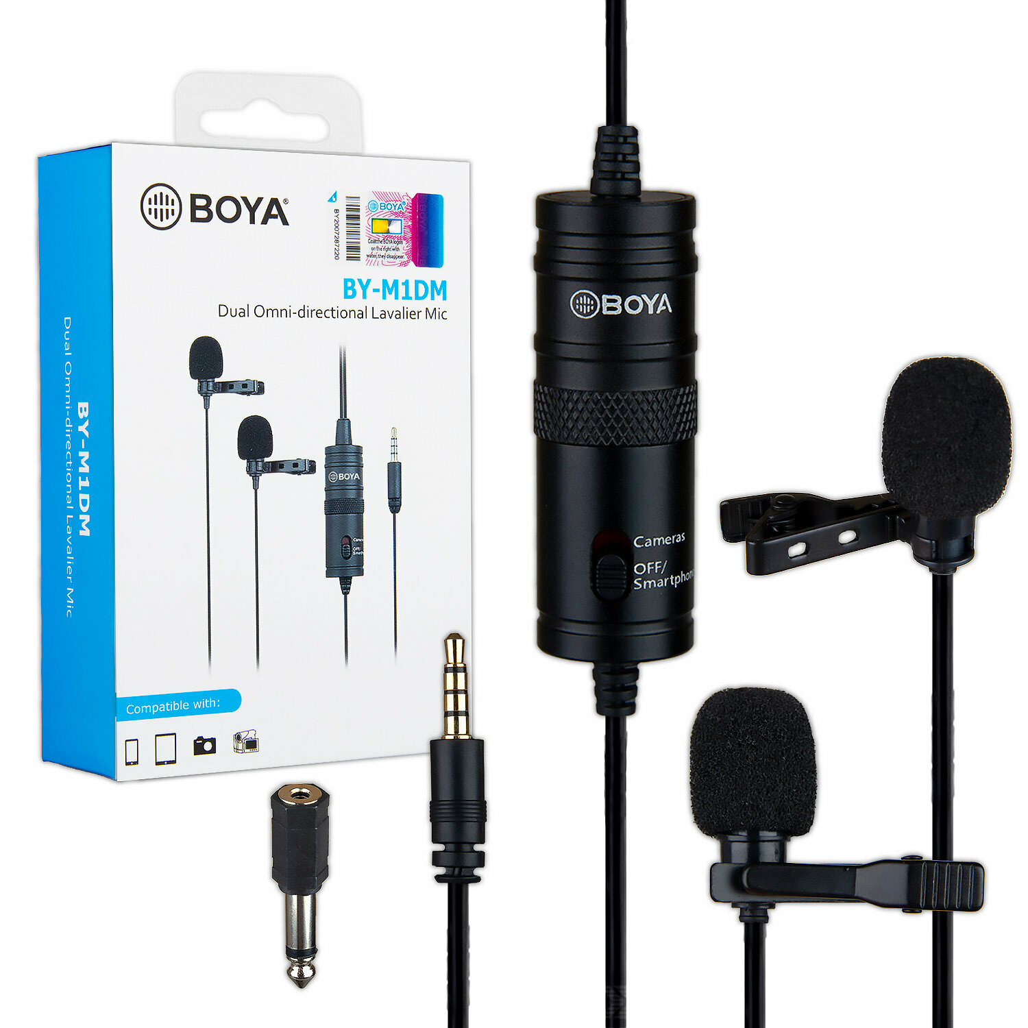 Микрофонный комплект BOYA двойной BY-M1DM, разъем: mini jack 3.5 mm, черный