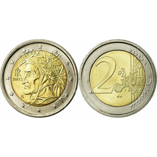 Италия 2 евро, 2002-2007 Данте Алигьери XF