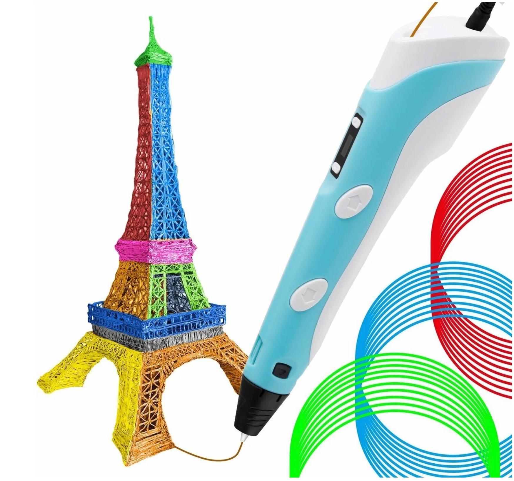 3D ручка «3D Pen-2» поколение с дисплеем (3Д ручка ПЭН 2) голубая