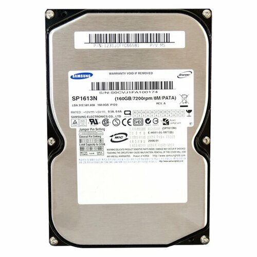 Жесткий диск Samsung SP1613N 160Gb IDE 35 HDD 5960₽