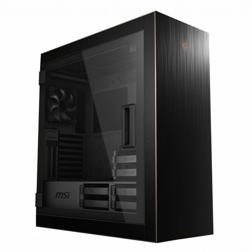 MSI Корпус MSI MPG SEKIRA 500G Mid-Tower, E-ATX, 1xUSB-C, 4xUSB 3.0, 2x200mm Black Fan, 1x120mm Black Fan, Aluminum with Gold Color, Tempered Glass Window, Color Box MPG SEKIRA 500G