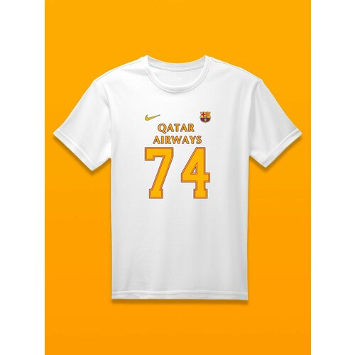Футболка Барселона номер 74, размер XXS, белый