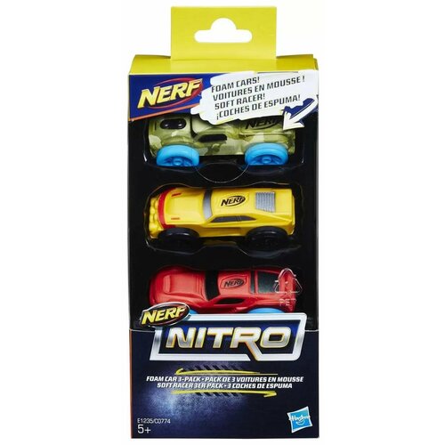 Hasbro - Nerf Nitro машинки 3 шт, №2 хаки/желтая/красная