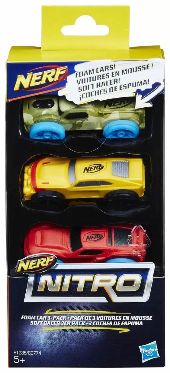 Hasbro - Nerf Nitro машинки 3 шт, №2 хаки/желтая/красная