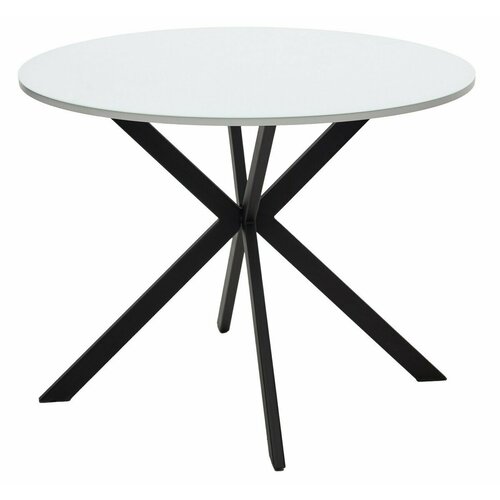 Стол вега D100 Белый, стекло/ черный каркас М-City