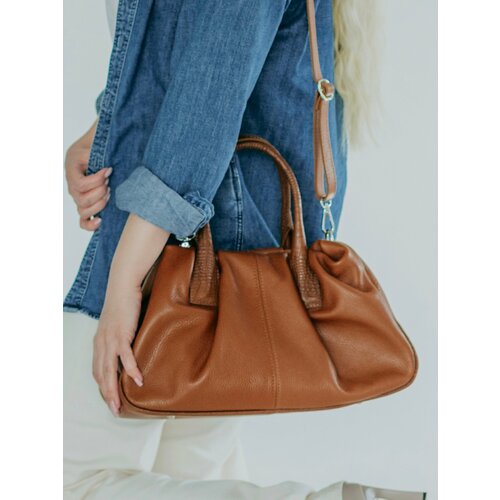 Сумка саквояж Vezze, фактура зернистая, коричневый