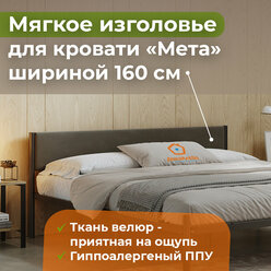 ДомаКлёво Изголовье для кровати Мета, цвет темно-серый, 3х156х23см