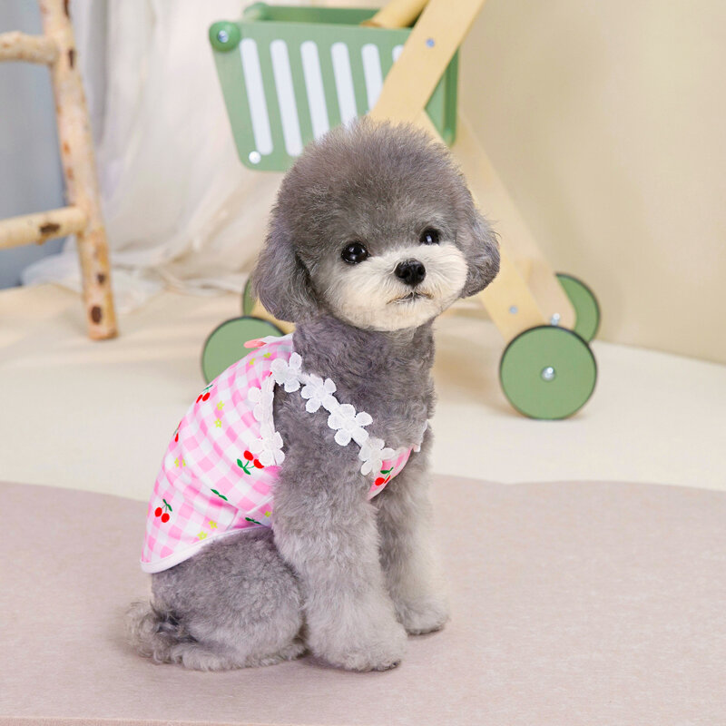 Майка для собак средних пород "Вишенка", розовая, размер (M), одежда для собак, футболка
