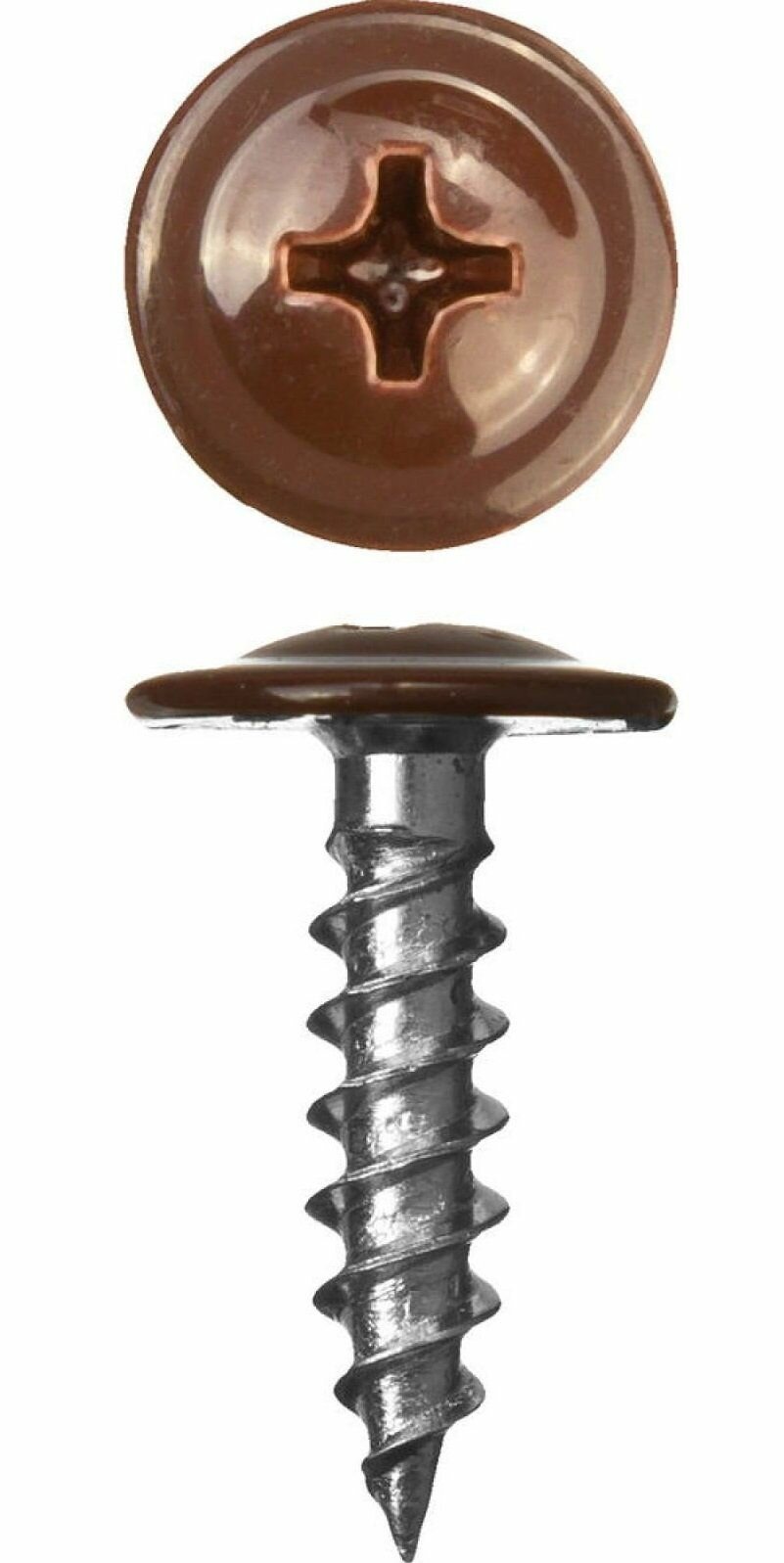 фото Саморез с прессшайбой острый 4,2х16 коричневый RAL8017 (25шт) №1411