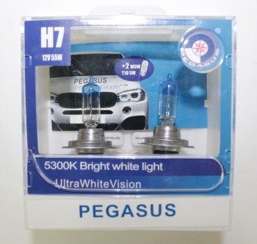 Лампа H7 12V 55W Px26d набор +2T10 HALF SUPER WHITE PEGASUS