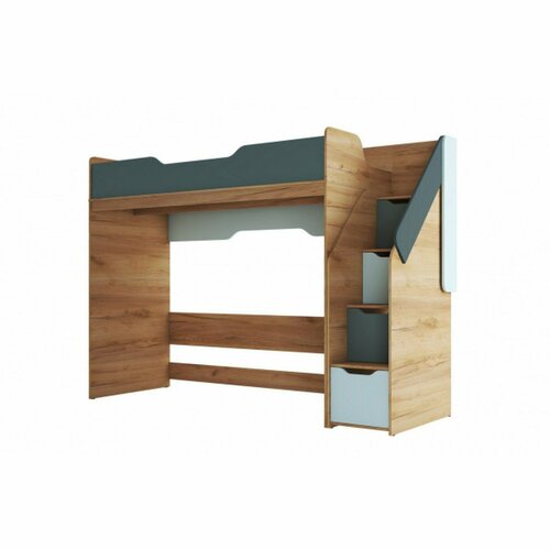Кровать-чердак КР-001 RICH 0820 м - Дуб Крафт золотой Кенди Сумеречный голубой 27303₽