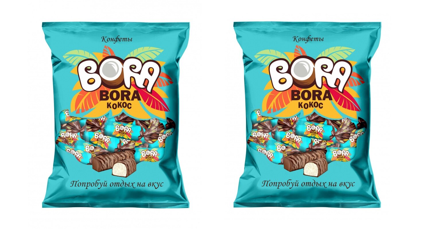 Конфеты шоколадные Bora-Bora кокос, 200 г, 2 уп