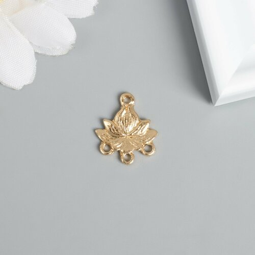 Декор для творчества металл 4 ушка Лотос золото 17х15 см 15шт 406₽