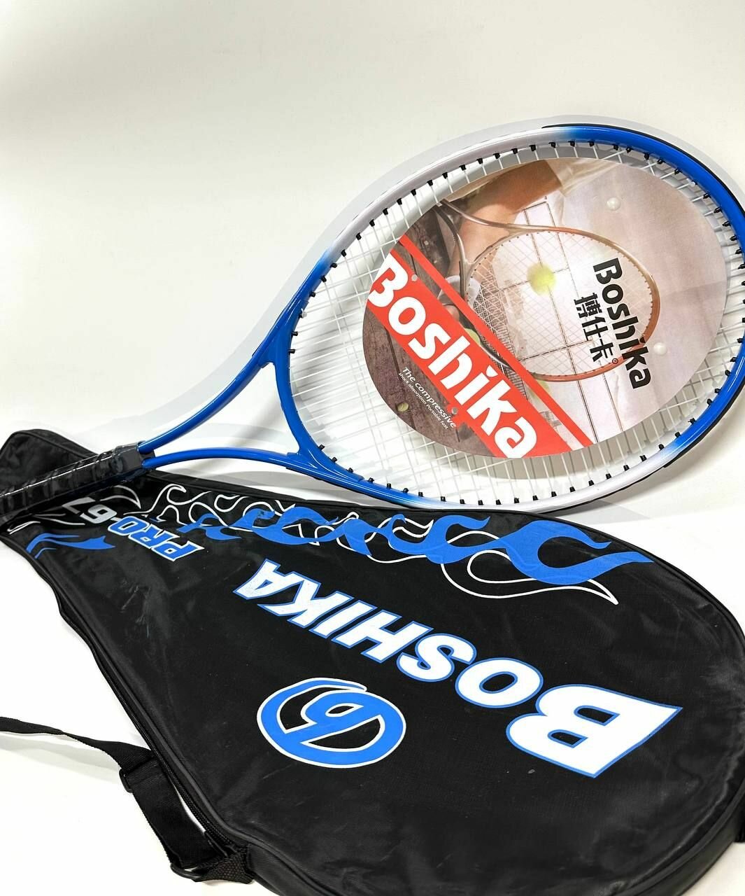 Теннисная ракетка для большого тенниса с чехлом, синяя