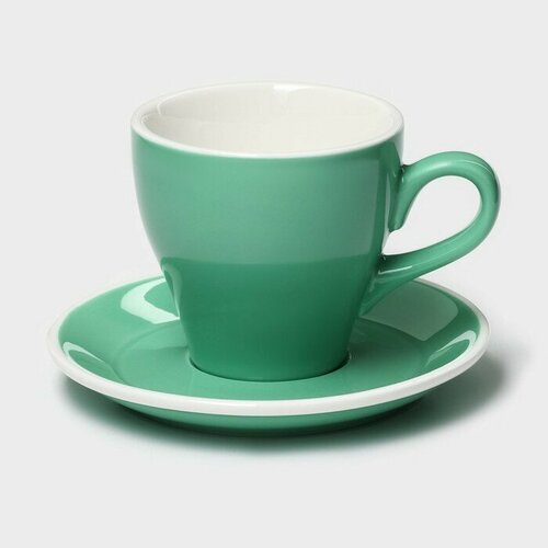 Кофейная пара фарфоровая Magistro Coffee time 2 предмета чашка 280 мл блюдце d155 см цвет бирюзовый комплект из 3 шт 2769₽
