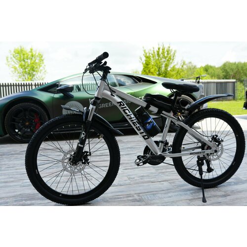 Велосипед RICHIESTO 24 Алюминиевая рама 14 Горный Для детей и подростков Спортивный Универсальный серебристый глянец 24500₽