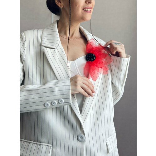 фото Брошь, хрусталь, стекло, красный нет бренда