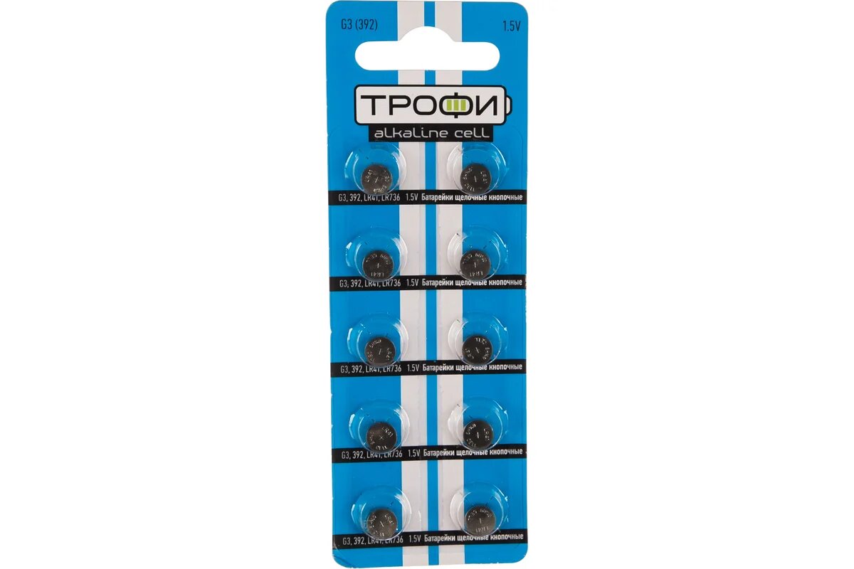 Элемент питания LR41, LR736, G3 (392) алкалиновый бл. 10шт ENERGY POWER Трофи
