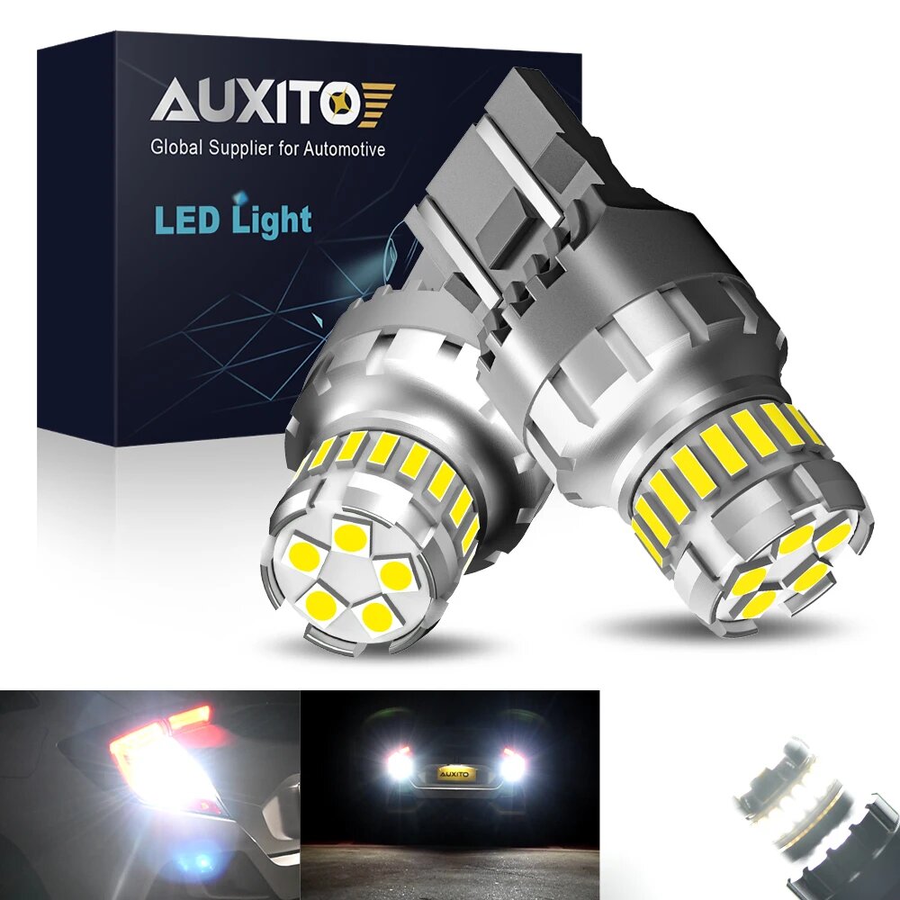 AUXITO 2 шт. WY21W W21W Светодиодный Canbus T20 7440 7443 W21/5W Светодиодная лампа 6500K Белый DRL Автомобильный парковочный фонарь Дневные ходовые огни 1200LM, 6500 К