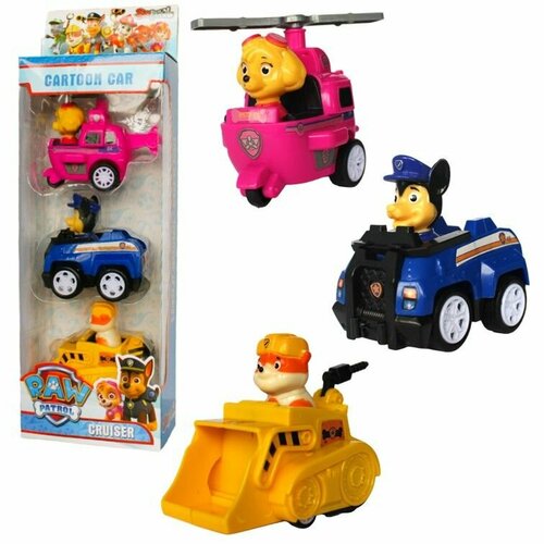 Щенячий патруль игрушки набор машинок и фигурок Paw Patrol 3шт. Розовый