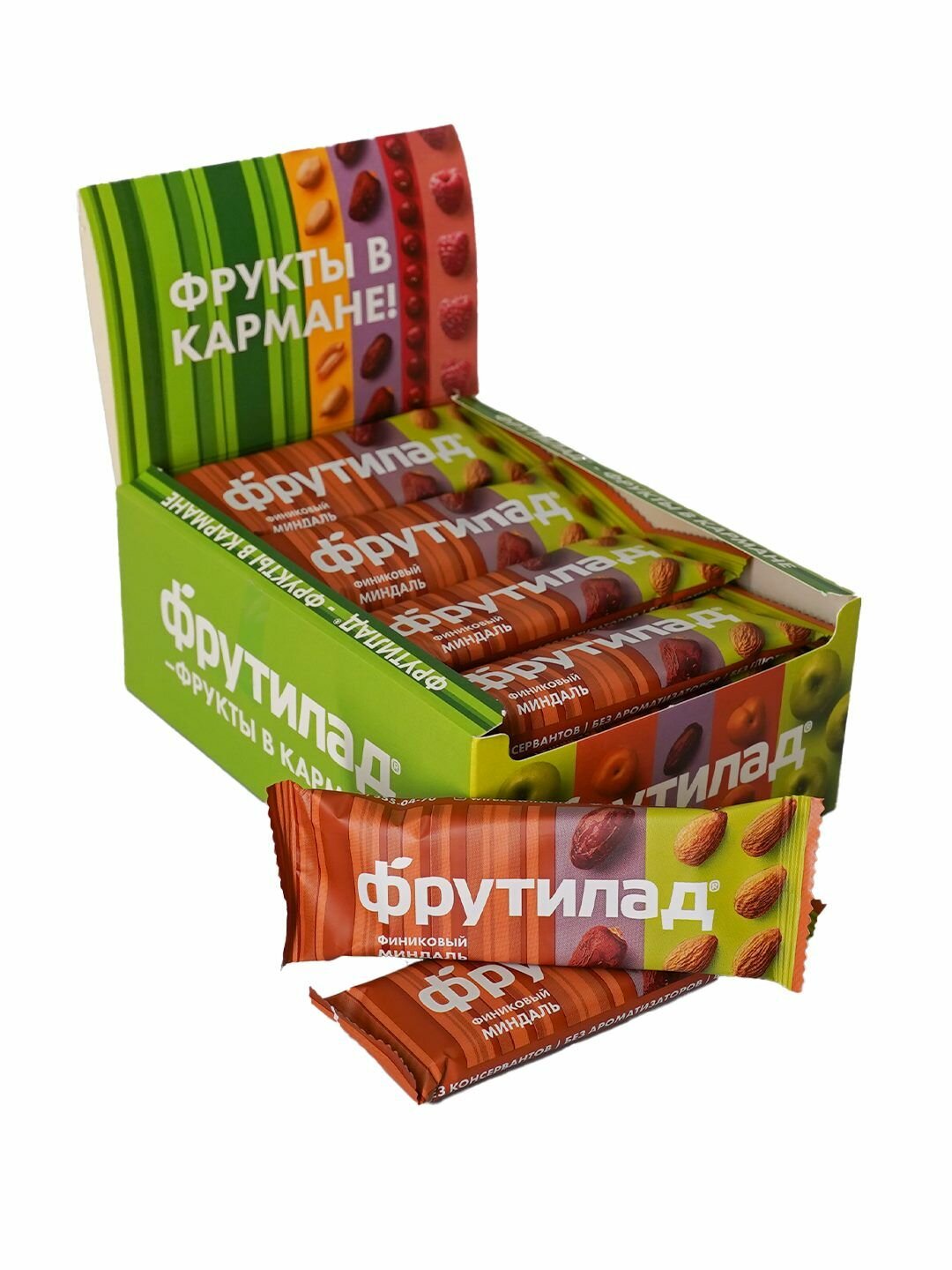Натуральные финиковые батончики Фрутилад "С миндалем" 20 шт./840 грамм.