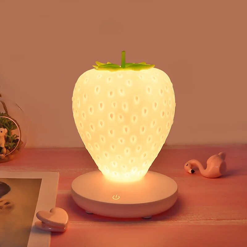 MOONBIFFY Ночник-лампа клубника силиконовый USB