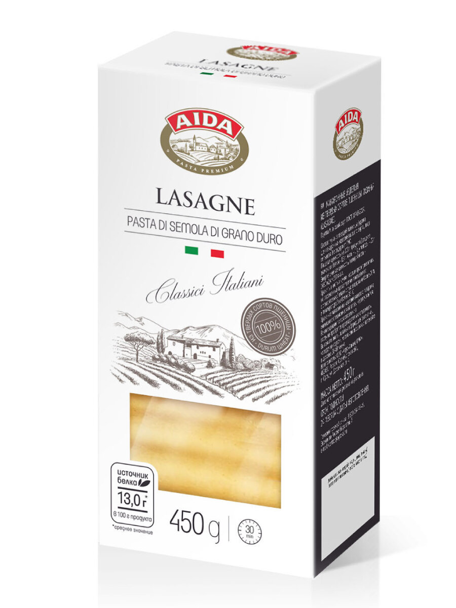 Макаронные изделия AIDA Lasagne / Лазанья из твёрдых сортов пшеницы 450 г — фото 1