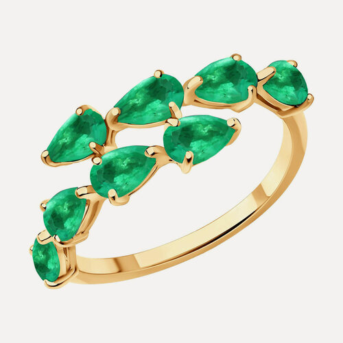 Изображение товара Кольцо дорожка, красное золото, 585 проба, изумруд