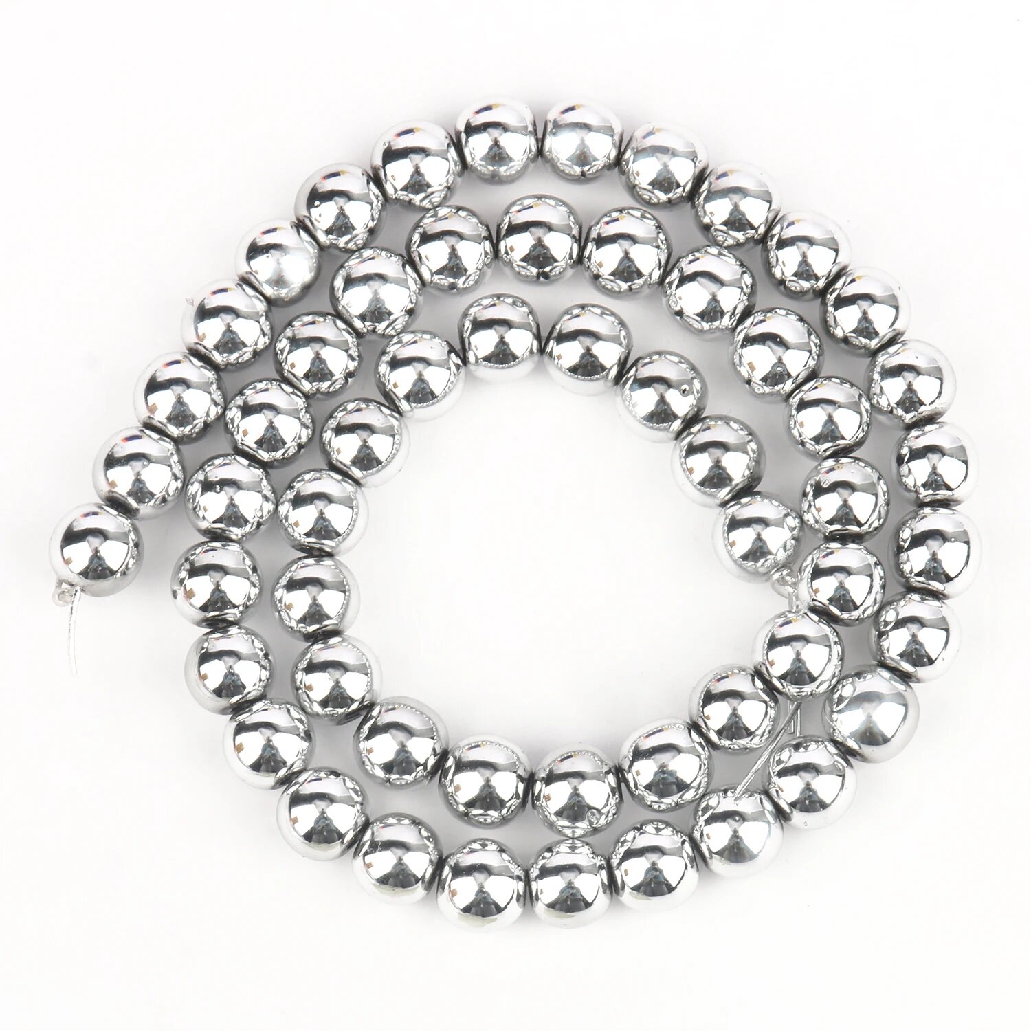 Бусины из гематита TTUIJI круглые 2-10 мм 8mm 45pcs Серебряный