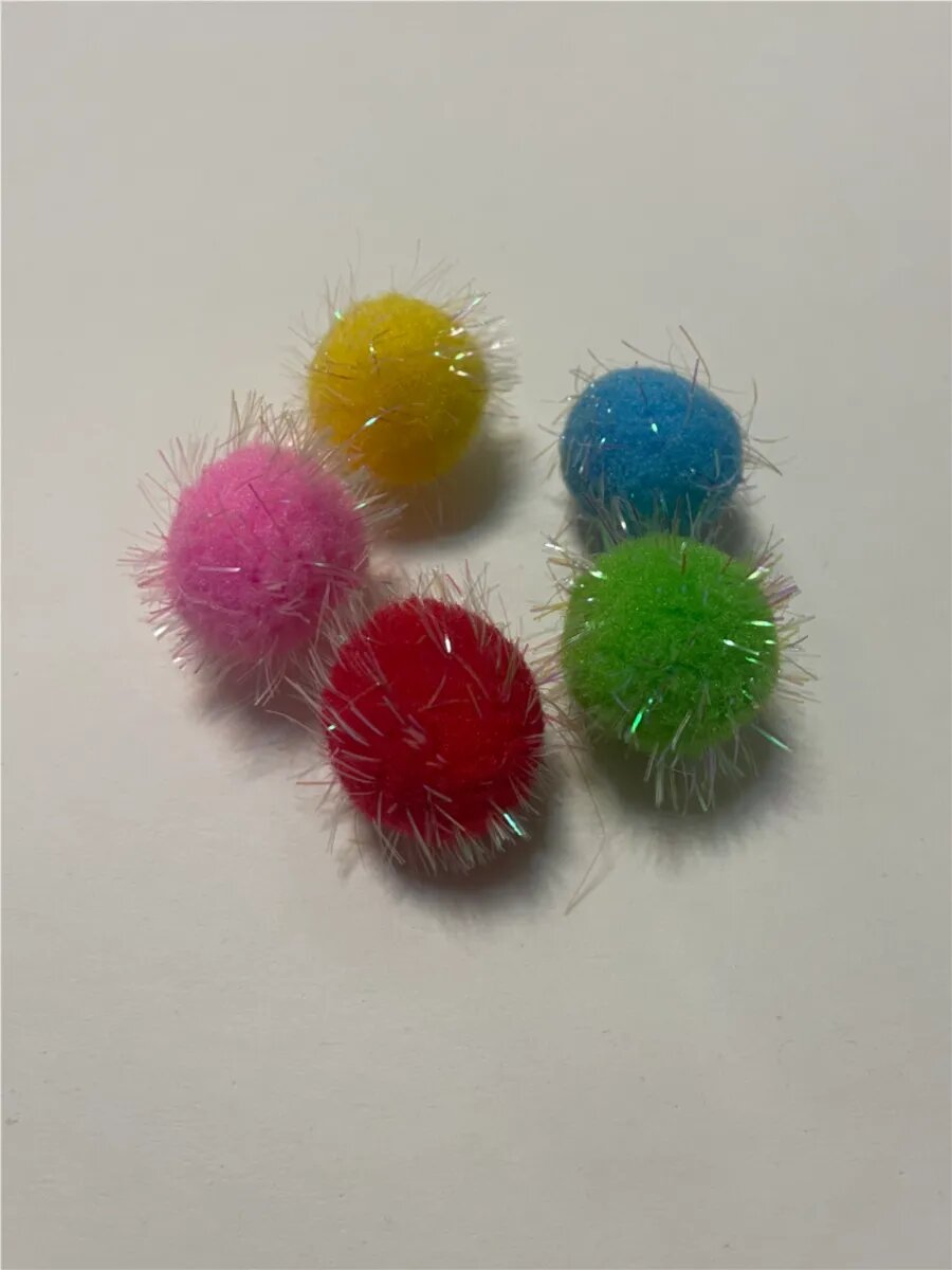 Помпоны декоративные, с люрексом, полиэстер, диаметр 2 см, 50 штук — фото 1