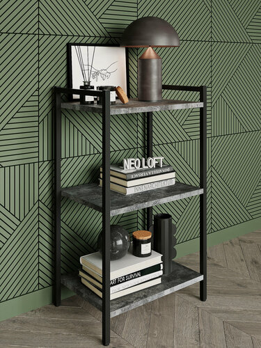Изображение товара Стеллаж металлический напольный в стиле лофт, этажерка, 49х34х84 см