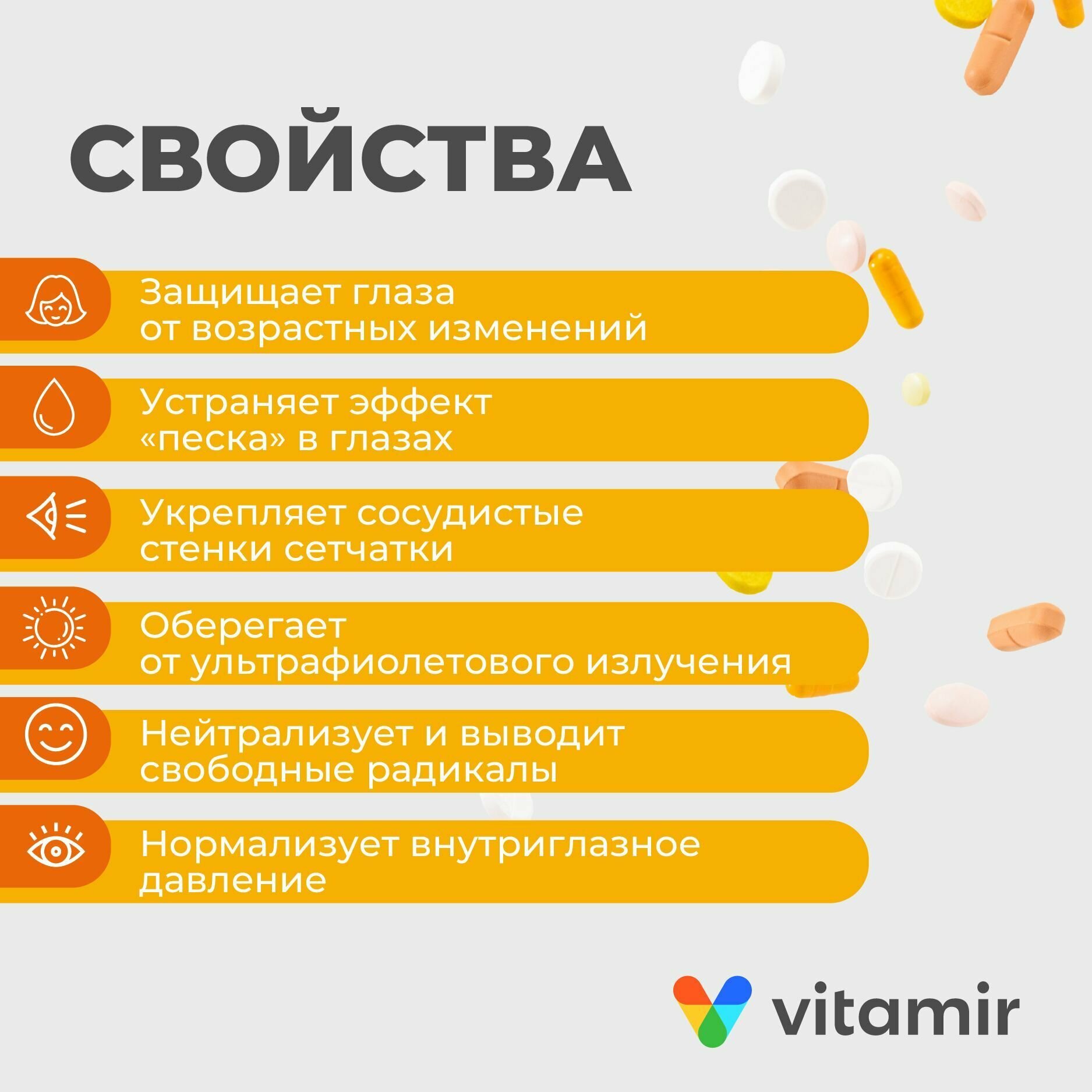 Лютеин форте VITAMIR для глаз (комплекс Лютеин, Зеаксантин, витамины A и С). таб. №30 — фото 1