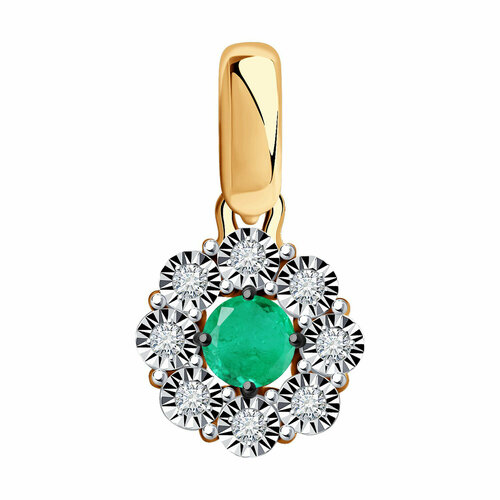 Подвеска Diamant online красное золото 585 проба изумруд бриллиант размер 16 см бирюзовый 30406₽