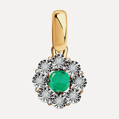 Изображение товара Подвеска, красное золото, 585 проба, изумруд, бриллиант