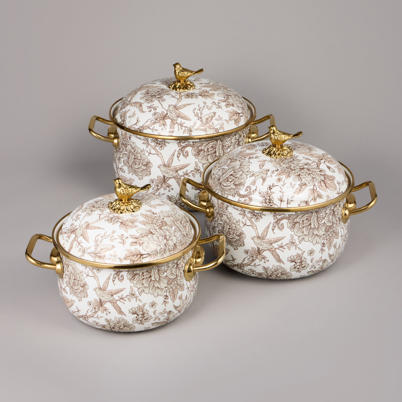 Набор кастрюль agness эмалированных серия royal garden , 6пр. 2,1л, 2,8л и 3,8л KSG-950-605