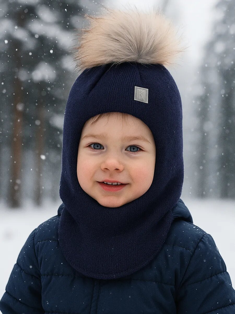Шапка Kari Kids Осень-зима 2025 для взрослых и детей размер 1-3 синий