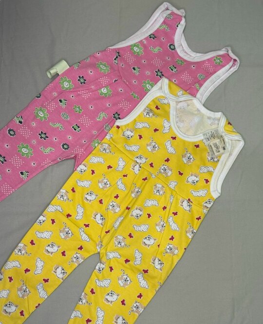 Ползунки комплект из 2 шт. размер 80 желтый/розовый