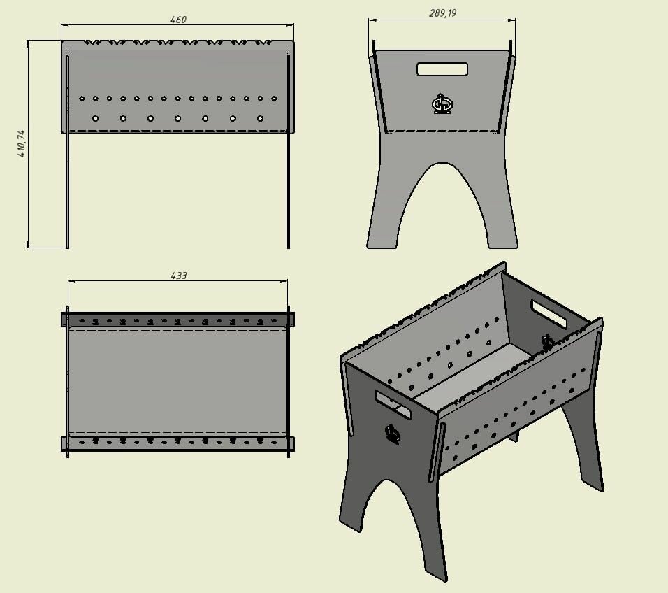 Мангал Разборный с ребрами жёсткости — фото 1