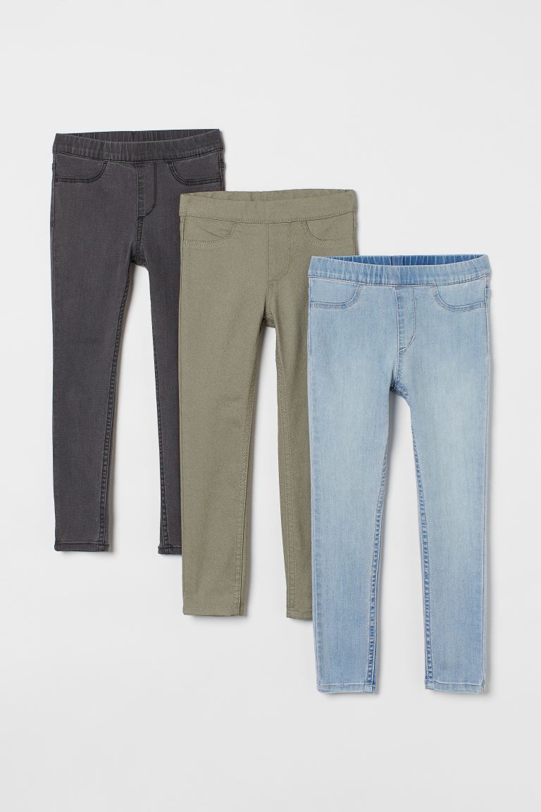 Брюки H&M для девочек, цвет Хаки; размер 116; 3 шт.