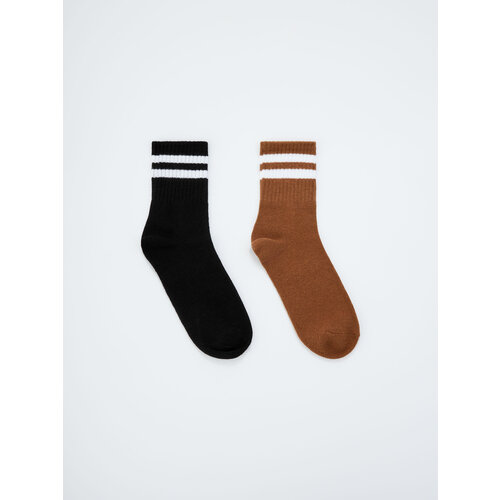 Носки Sela 2 пары, размер 18/20, коричневый, черный носки sela 2 пары размер 18 20 белый
