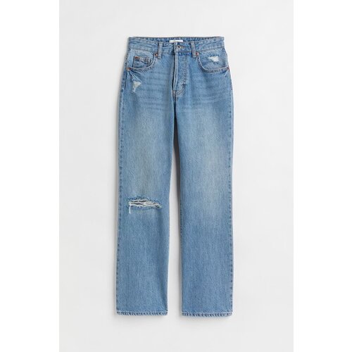 зимние тонкие женские джинсы широкие длиной до щиколотки бархатные утепленные шаровары свободные брюки со средней талией Джинсы H&M, размер 44, синий