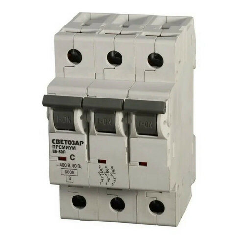 Автоматический выключатель СВЕТОЗАР 3P, 32 A, (C), 6 кА, 400 В (SV-49023-32-C
