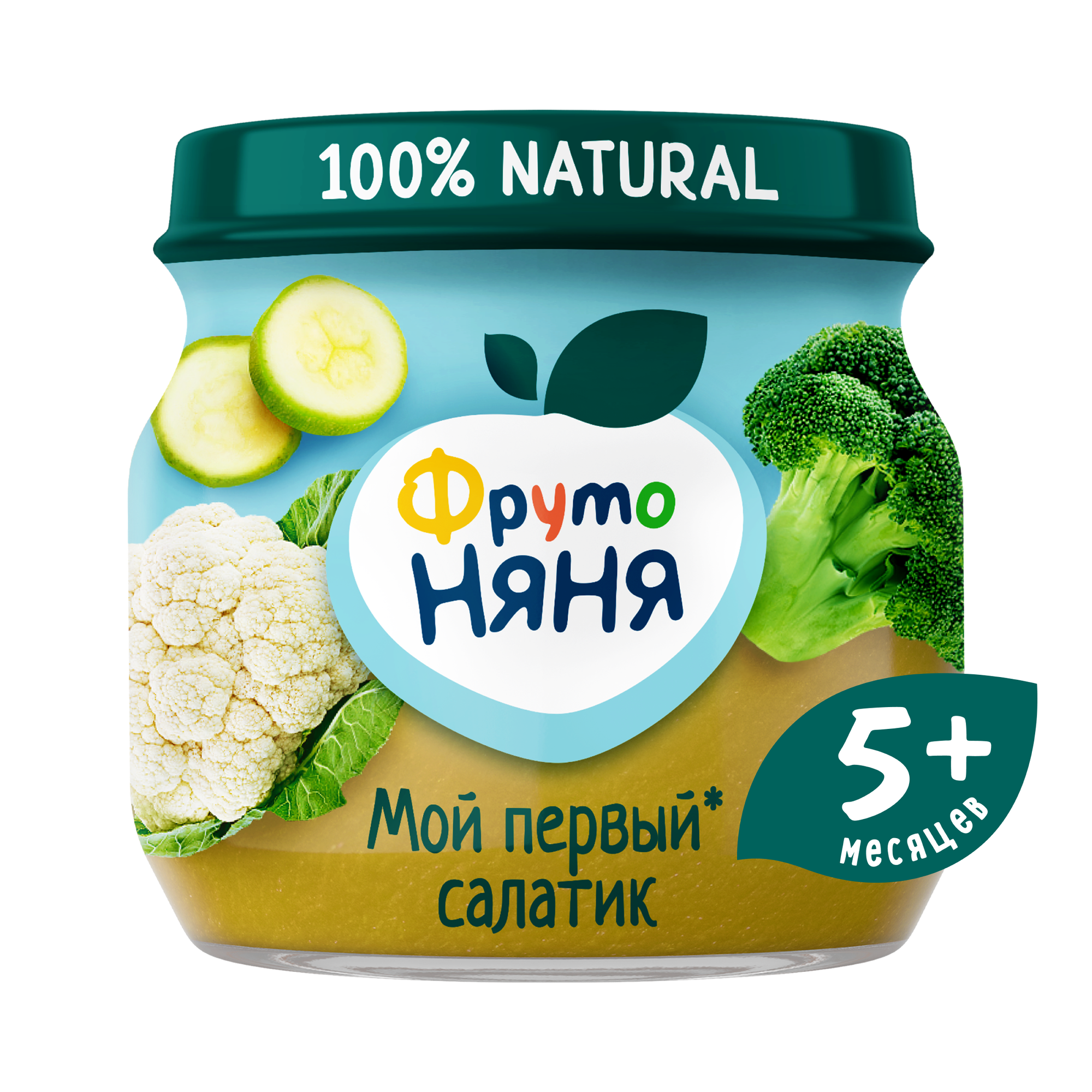 Пюре ФрутоНяня Мой первый салатик из Брокколи Кабачков и цветной капусты 80г - фото №2