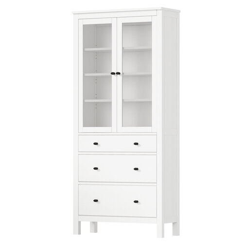 Шкаф-витрина Pragma Selga с 3 ящиками ШхГхВ Ш90 х В198 х Г37 см массив сосны белый 29999₽