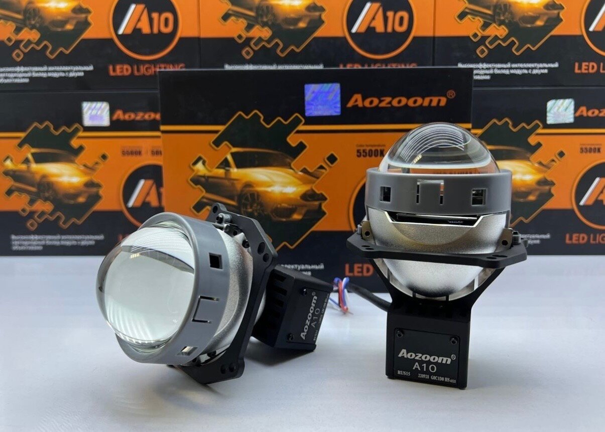 Светодиодные би лед линзы Aozoom A10 Unicorn комплект для фар автомобилей модуль bi led Аозум — фото 4
